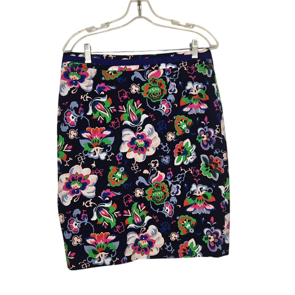 Boden Modern Pencil Skirt Career Office Blue Floral Modest Spring Women 10